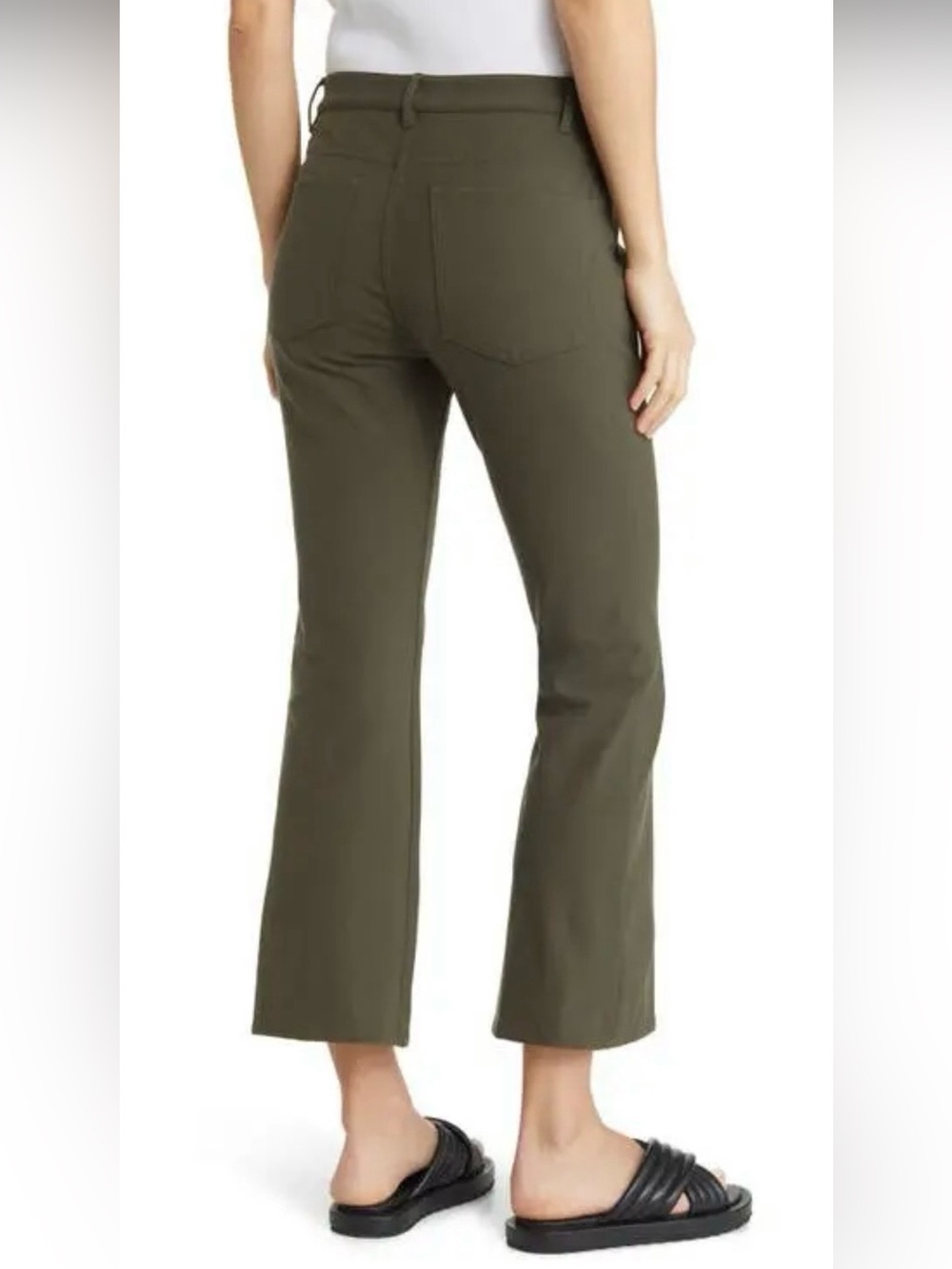 Theory Cropped Kick Flare Pants Olive Green Women’s Size 6 - Picture 3 of 11